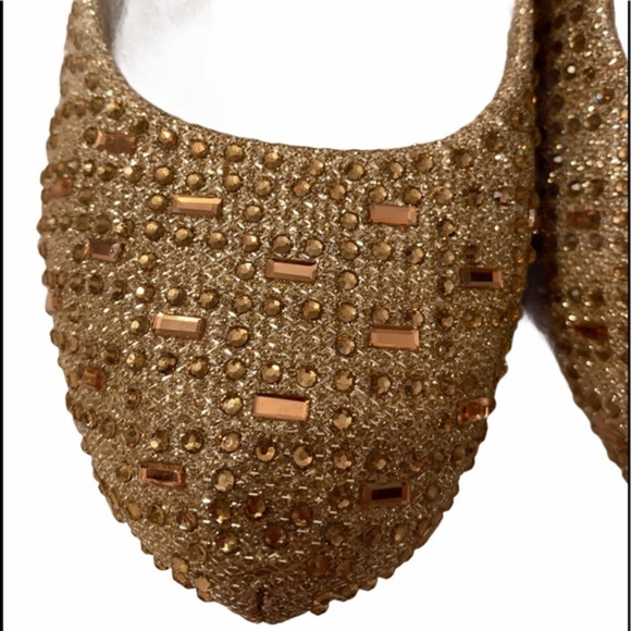 Delicacy Gold Sparkle Jewel High Heel Shoe Size 8 - Picture 3 of 8